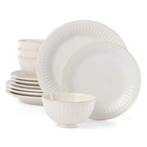 lenox french perle groove 12-piece plate & bowl set, 23.05 lb, white