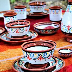 Cactus Canyon Ceramics Salsa Bowls - Spanish Terracotta White Decor - Small Serving Bowl (European Size), Festive Dinnerware 5 Piece Set - Dishwasher & Microwave Safe