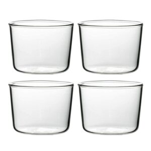 sizikato 4pcs clear glass dessert cup, 7 oz custard cup, pudding cup, oven safe