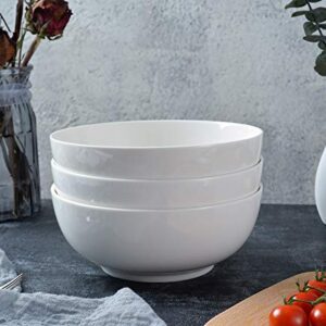 TGLBT 55oz Porcelain Salad/Soup Bowl- 3 Packs,Serving Bowls for Pasta and Fruit Stackable Round Large,White