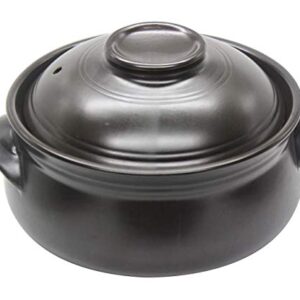 TIKUSAN Korean Ceramic Cooking Hot Pot Dolsot Bibimbap Stone Bowl, Korean Soup Food Earthenware with Lid 1.7 quarts