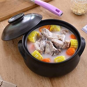 TIKUSAN Korean Ceramic Cooking Hot Pot Dolsot Bibimbap Stone Bowl, Korean Soup Food Earthenware with Lid 1.7 quarts