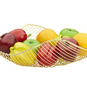 Vistella Fruit Bowl Basket in Shiny Gold - 6 Colors Available - Stainless Steel Wire Design with Modern Styling - Decorative Countertop Centerpiece