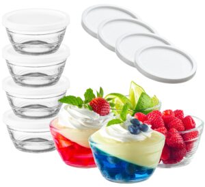 durable 10-piece stackable glass bowl set, tempered glass prep bowls, all purpose round kitchen serving bowls, salads, cereal, soup, ice cream, pasta, fruits, everyday bowls