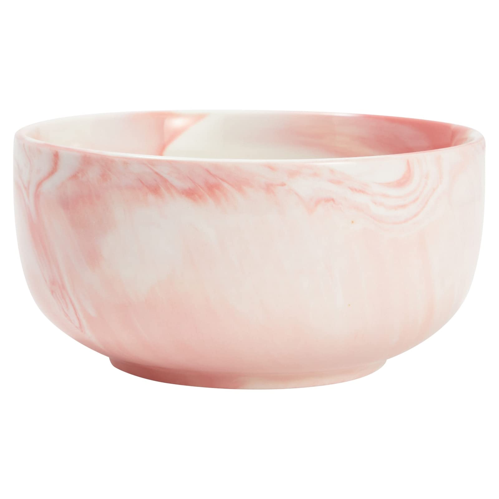 Juvale Set of 6 Porcelain Pasta Bowls, Pink Marble Design Dinnerware for Salad and Soup (6 x 3 In, 28 oz)