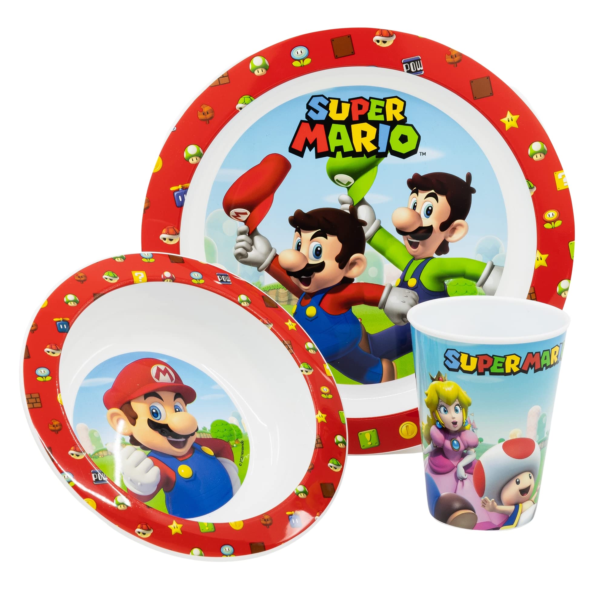 Micro Kids Set 3 Pieces (Plate, Bowl and Tumbler 260 ml) Super Mario