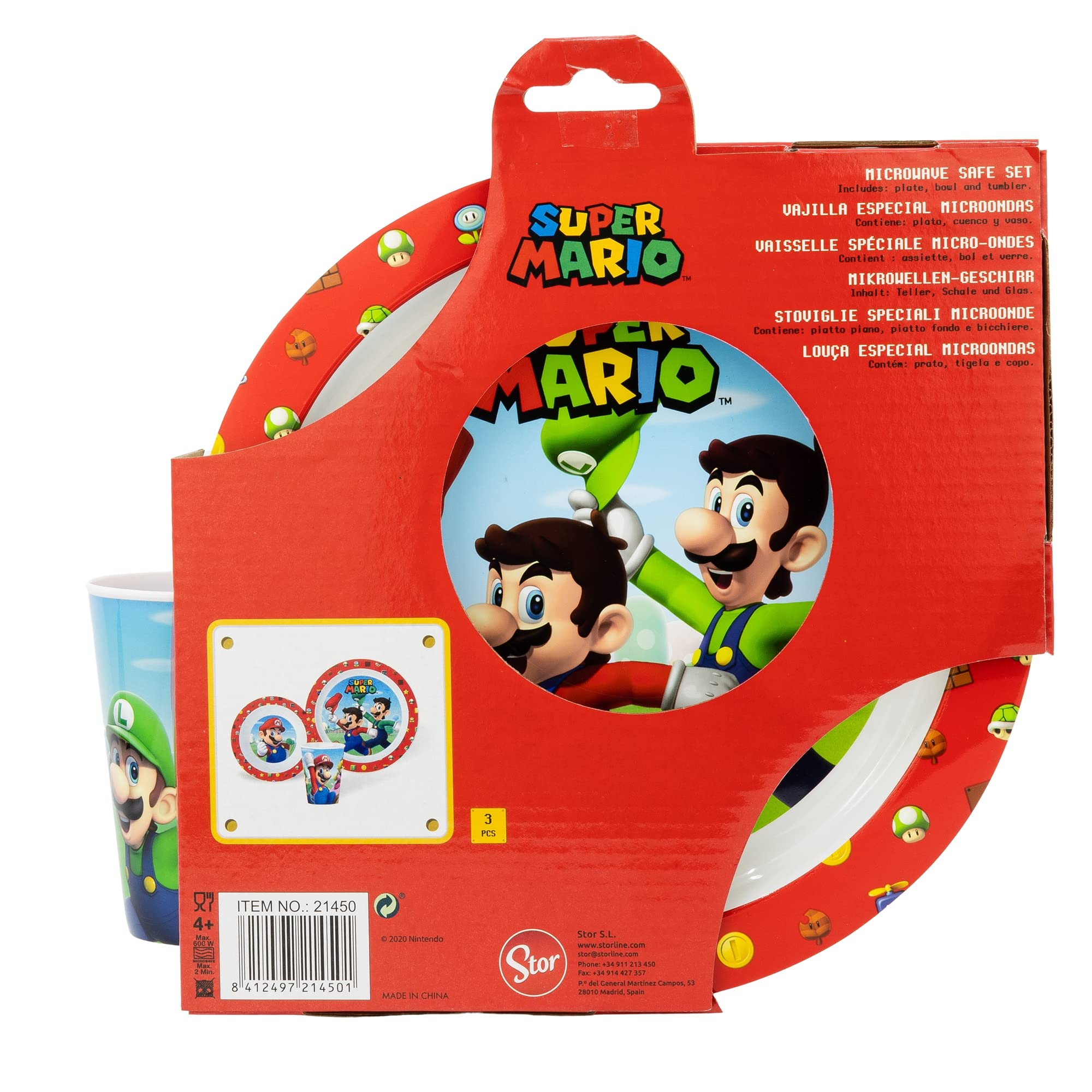 Micro Kids Set 3 Pieces (Plate, Bowl and Tumbler 260 ml) Super Mario