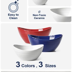 LE TAUCI Salad Bowls 44 Ounce, Ceramic Kitchen Serving Bowl Sets for Pasta, Cereal, Popcorn, Snack, Oven Dishwasher & Microwave Safe - 8.5 inch, Set of 4, White