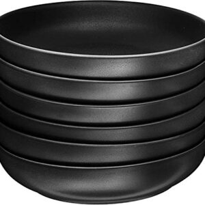 Bruntmor Ceramic Bowls, For Salad, Soup, Pasta Bowl Set Of 6 Serving Plates. 24 Oz Porcelain Baking Skillet With Handles. Safe For Oven, Microwave, Dishwasher. Serving Christmas Dish. Matte Black