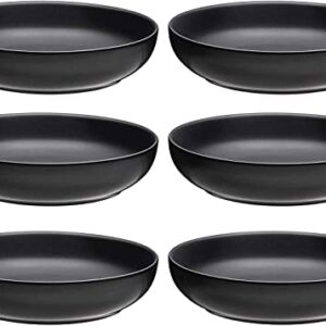 Bruntmor Ceramic Bowls, For Salad, Soup, Pasta Bowl Set Of 6 Serving Plates. 24 Oz Porcelain Baking Skillet With Handles. Safe For Oven, Microwave, Dishwasher. Serving Christmas Dish. Matte Black