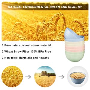 Geiserailie 16 Pieces Unbreakable Cereal Bowls Set, 24/30 OZ Wheat Straw Fiber Lightweight Bowls Dishwasher and Microwave Safe BPA Free for Noodle Soup Salad, 4 Colors