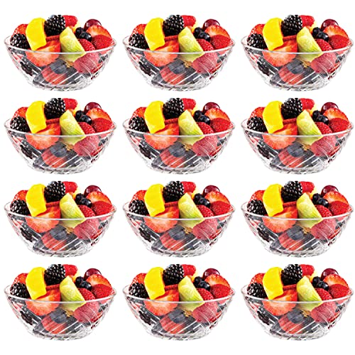 Vikko Glass Bowls, Set of 12 Decorative Glass Dessert Bowls, 10.75 Ounce Glass Dish for Dessert, Candy, Kitchen Prep, Dishwasher Safe