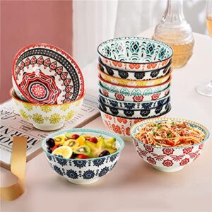 Cedilis 12 Pack Small Ceramic Bowls, Colorful Porcelain Ice Cream Bowl, 10 Fl-oz Assorted Dessert Bowls, Decorative Bowl Set for Snack, Yogurt, Appetizer, Condiments, Dip, Soup, Rice