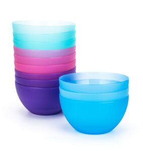 koxin-karlu 6-inch / 32-ounce plastic bowls for cereal or salad | set of 12 in coastal colors