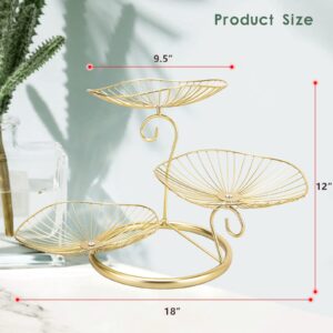 Fruit Basket for Kitchen Counter, 3 Tier Fruit Basket Gold, 3 Tier Fruit Bowl Modern Decorative