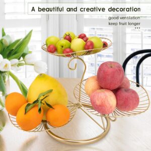 Fruit Basket for Kitchen Counter, 3 Tier Fruit Basket Gold, 3 Tier Fruit Bowl Modern Decorative