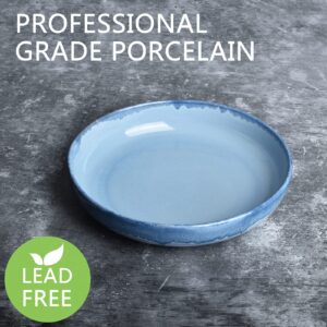 Bosmarlin Stoneware Large Pasta Bowls, Set of 4, 40 Oz, Big Salad Bowls, Microwave and Dishwasher Safe (Light Blue, 9.3 in)