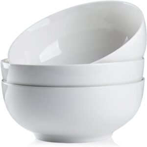 houlu 60 oz large soup bowls, 8 inch pho bowls, off white porcelain large ramen bowl set of 3