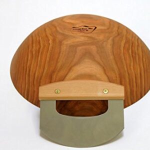 Cherry Wood Chopping Bowl Set - 12 Inch Cherry Bowl & Mezzaluna (Ulu) Knife - Holland Bowl Mill