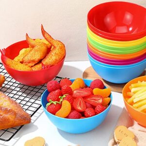 Rtteri 48 Pcs Plastic Bowls 24 oz Cereal Bowls Snack Bowls Colorful Kids Bowls Reusable Microwave Dishwasher Safe Bowls for Dessert Soup Snack Fruit Salad, 6 Colors