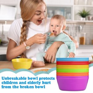 Irenare 48 Pcs Kids Small Plastic Bowls10 oz Cereal Bowls Snack Bowls Kids Bowls Colorful Toddler Bowls Microwave Dishwasher Safe Bowls Salad Dessert Soup Bowls Children Bowl, 6 Colors