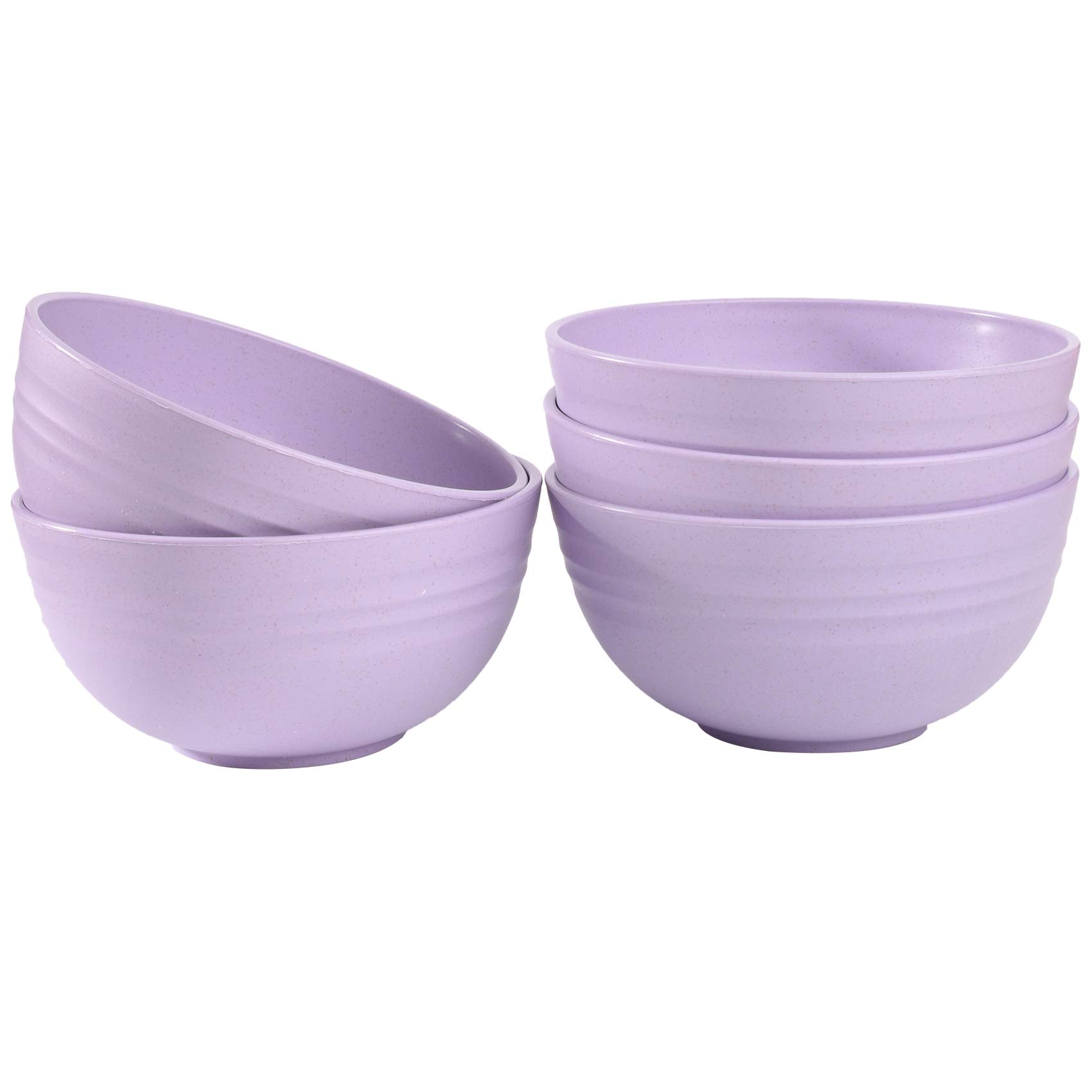 Cuayaes 5Pcs Unbreakable Cereal Bowls, 13.5cm/5.3in Lightweight Wheat Straw Bowl for Everyone, Food-safe Bowls Dishwasher Microwave for Rice,Noodle,Snack, Salad,Soup (Purple)