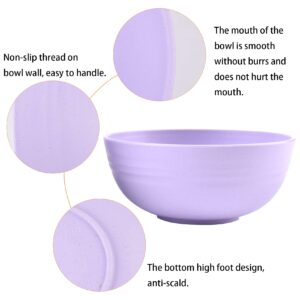 Cuayaes 5Pcs Unbreakable Cereal Bowls, 13.5cm/5.3in Lightweight Wheat Straw Bowl for Everyone, Food-safe Bowls Dishwasher Microwave for Rice,Noodle,Snack, Salad,Soup (Purple)