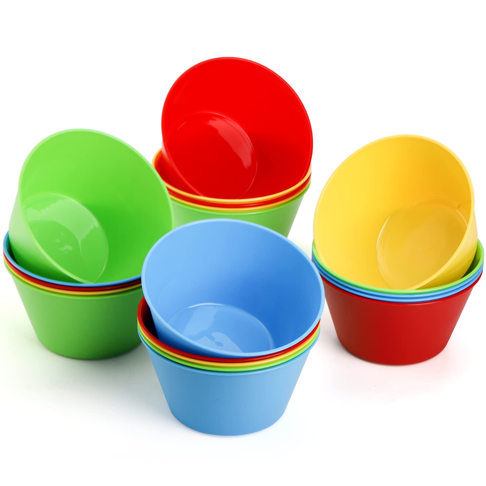 DEAYOU 20 Pack Plastic Bowls, Plastic Serving Bowl for Party, Snack, Children, Microwave Dishwasher Safe