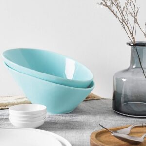 DOWAN Salad Bowls, 2 Packs Serving Bowls Porcelain, 26 Ounce Pasta Bowls, Dishwasher & Microwave Safe, Unique Angled Ceramic Bowls for Salad, Pasta, Soup, Rice, Ideal for Home and Restaurant