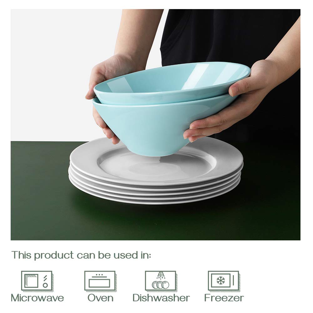 DOWAN Salad Bowls, 2 Packs Serving Bowls Porcelain, 26 Ounce Pasta Bowls, Dishwasher & Microwave Safe, Unique Angled Ceramic Bowls for Salad, Pasta, Soup, Rice, Ideal for Home and Restaurant