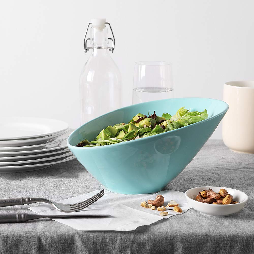 DOWAN Salad Bowls, 2 Packs Serving Bowls Porcelain, 26 Ounce Pasta Bowls, Dishwasher & Microwave Safe, Unique Angled Ceramic Bowls for Salad, Pasta, Soup, Rice, Ideal for Home and Restaurant