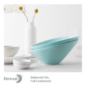 DOWAN Salad Bowls, 2 Packs Serving Bowls Porcelain, 26 Ounce Pasta Bowls, Dishwasher & Microwave Safe, Unique Angled Ceramic Bowls for Salad, Pasta, Soup, Rice, Ideal for Home and Restaurant