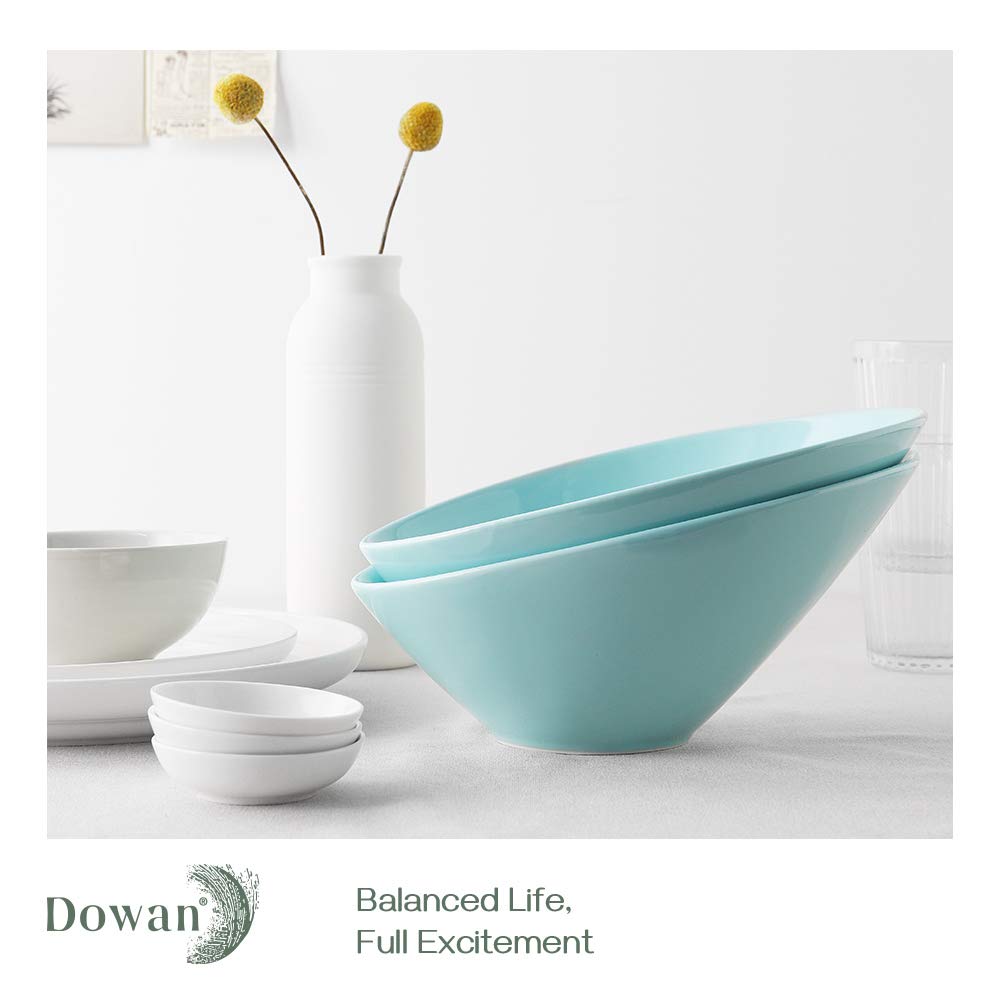 DOWAN Salad Bowls, 2 Packs Serving Bowls Porcelain, 26 Ounce Pasta Bowls, Dishwasher & Microwave Safe, Unique Angled Ceramic Bowls for Salad, Pasta, Soup, Rice, Ideal for Home and Restaurant