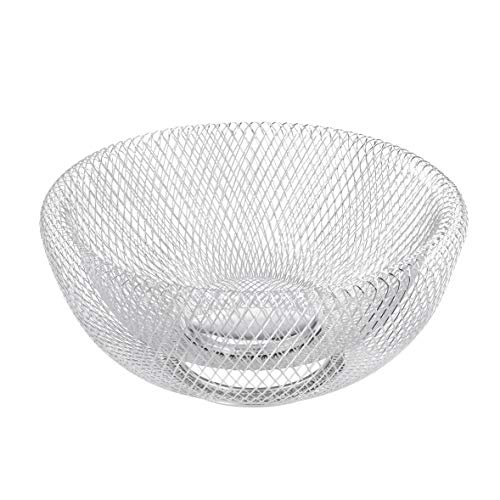 IBERG Mesh Fruit Basket Bread Basket Fruit Holder for Kitchen, Reception, Dining Table (BLACK SQUARE, 12 INCH)