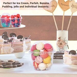 botogift 8 oz Clear Plastic Dessert Cups with Dome Lids (25Sets) - Disposable Snack Bowls (No Hole) for Cereal Parfait, Yogurt, Cupcakes, Pudding, Jello and Individual Desserts at Party