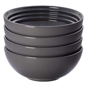 le creuset stoneware set of 4 soup bowls, 22 oz. (6.25") each, oyster