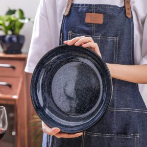 vicrays Large Salad Pasta Serving Bowls Ceramic Wide Shallow Bowls Set 47 Ounces Big Dinner Plates Bowls Porcelain 10 Inch Low Flat Design Blue Soup Bowl Microwave Dishwasher Safe