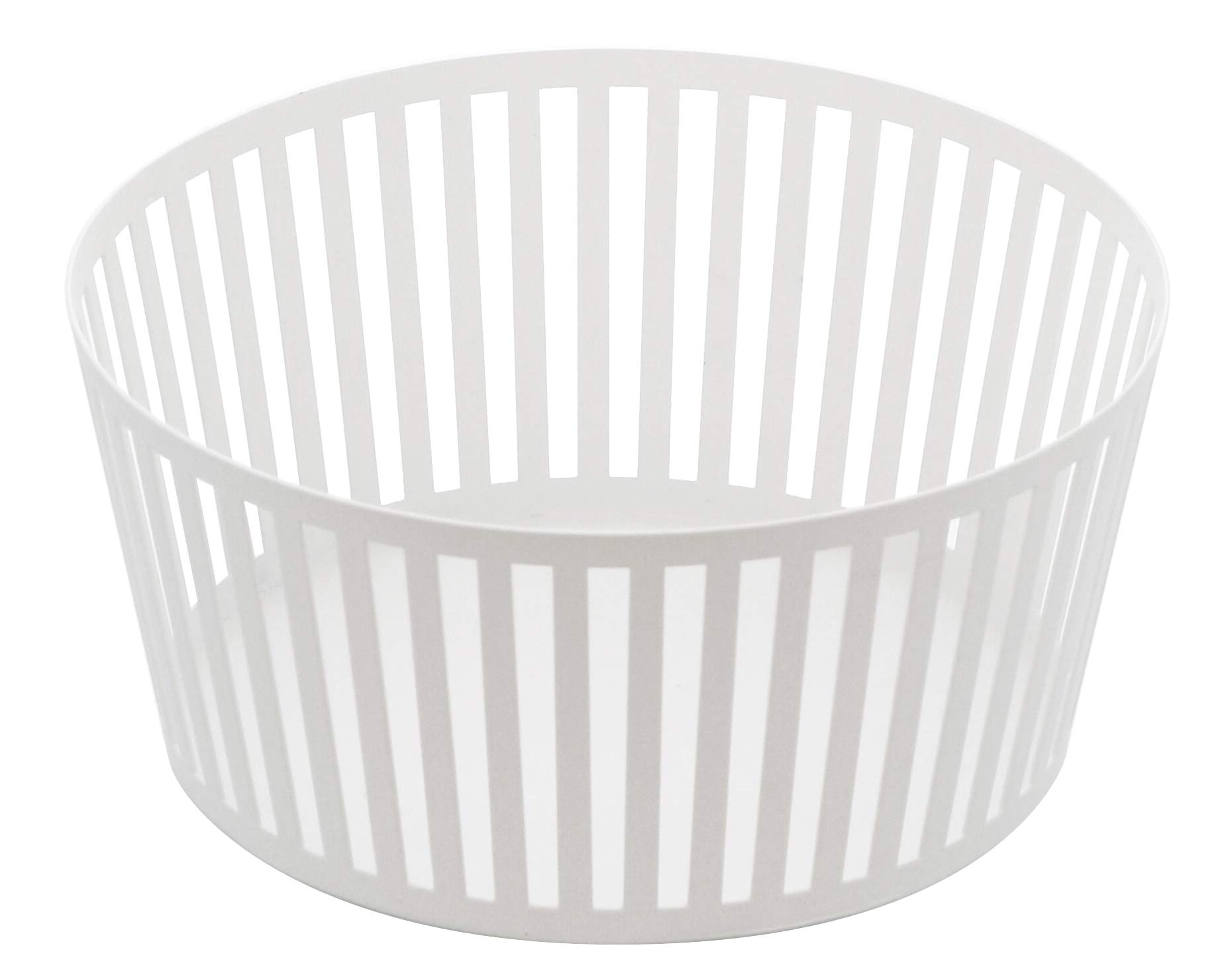 YAMAZAKI Tower Striped Steel Fruit Basket – Kitchen Storage Produce Holder, Tall, White