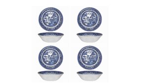 churchill blue willow pasta bowl 9", set of 4, made in england
