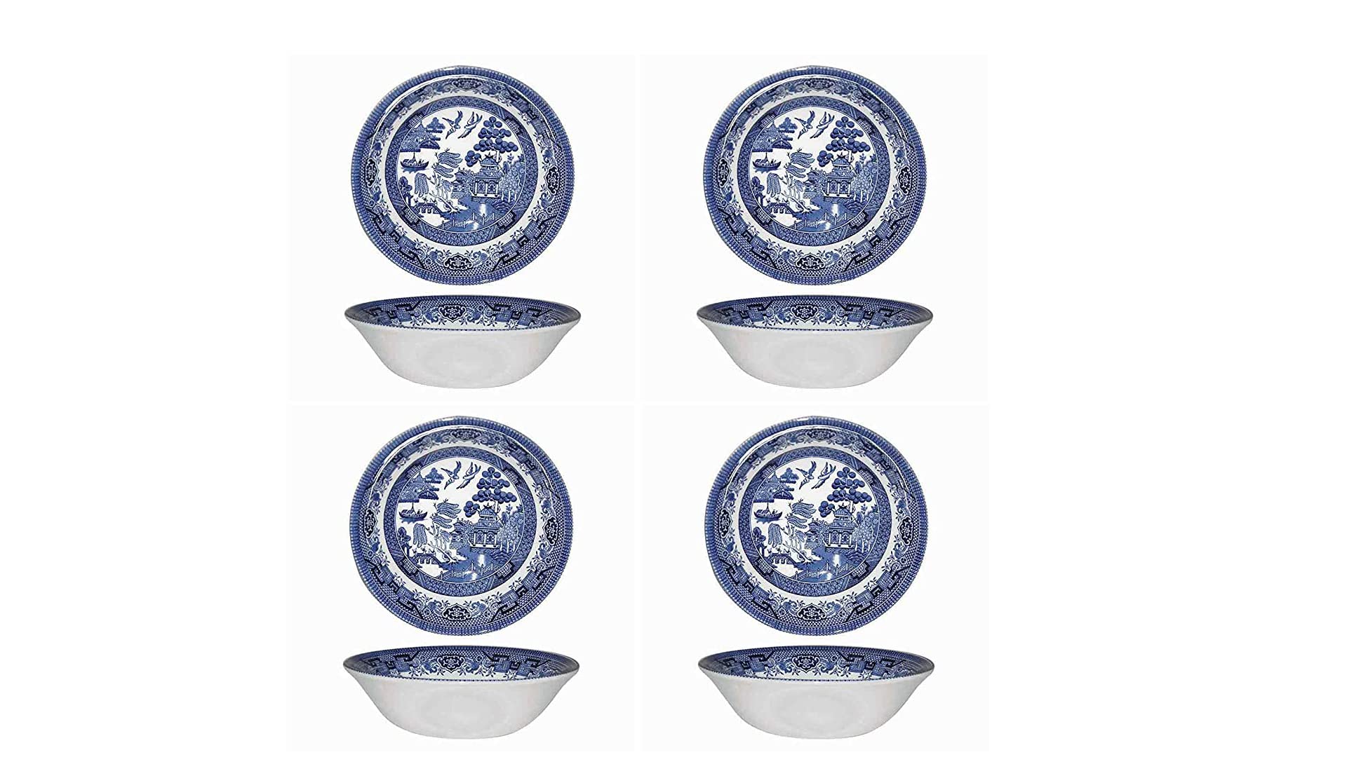 Churchill Blue Willow Pasta Bowl 9", Set Of 4, Made In England