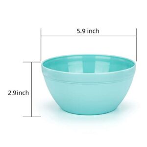 Unbreakable 30-ounce Plastic Bowls Salad Bowls Cereal Bowls - Dishwasher safe, BPA Free (12, Teal)