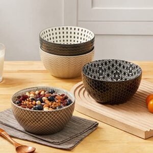 Signature Housewares Pad Print Set of 4 Assorted Bowls 6", 28oz, PP Gray