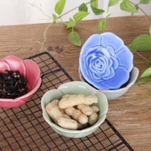 VanEnjoy 4 pcs Colorful Glaze Flower Pattern Ceramic Soy Sauce Dipping Bowls Appetizer Plates Serving Dishes Condiment Dish