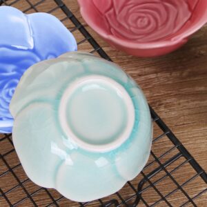 VanEnjoy 4 pcs Colorful Glaze Flower Pattern Ceramic Soy Sauce Dipping Bowls Appetizer Plates Serving Dishes Condiment Dish