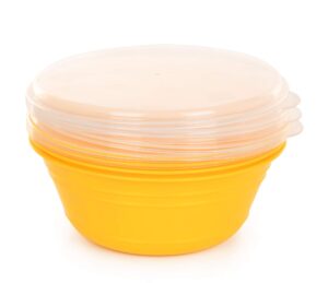 mintra home plastic bowls with covers 4/pk (yellow)