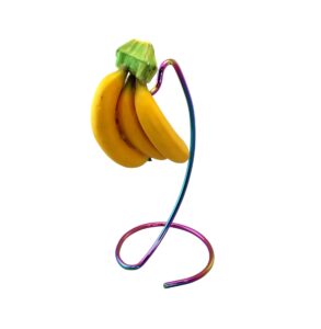 rainbow banana tree holder stand rack ripen fruit evenly prevents bruising & spoiling multi-colored steel