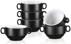 vancasso 6 pieces soup bowls with handles, 13 oz stoneware french onion soup bowls, microwave & dishwasher safe
