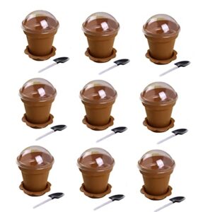 healthcom 50 packs 180ml ice cream dessert cup with lids and spoons 50 sets flower pot cups mousse cake cups salad cup dessert bowls jelly pudding yogurt cup snack bowls container for party wedding