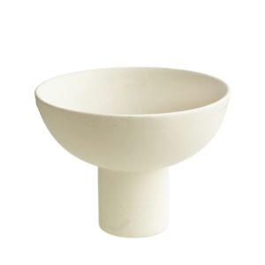 wenshuo sphere high-foot ceramic compote fruit bowl, centerpiece pedestal bowl, 6.8" × 9", matte crème