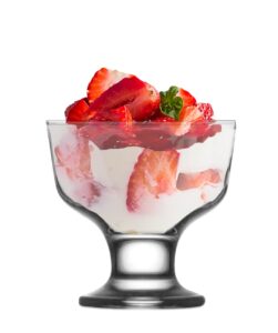 vikko dessert bowls, 7 ounce ice cream sundae bowls, set of 6 footed dessert cup for ices, pudding, fruit, and more, dishwasher safe